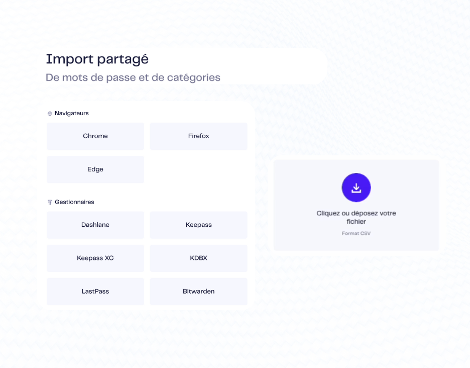 Import facile de tous vos mots de passe existants